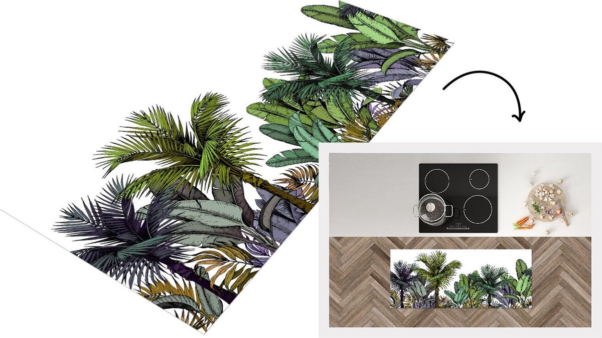 KitchenYeah Keukenloper - Loper keuken - Planten - Illustratie - Kleuren - 120x50 cm - Keukenloper vinyl Multicolor