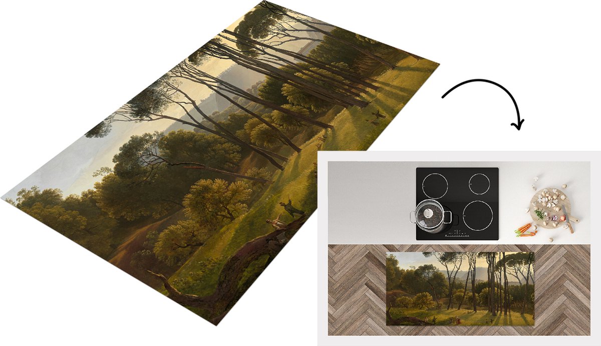 Keukenloper - Loper keuken - Italiaans landschap met parasoldennen - Schilderij van Hendri