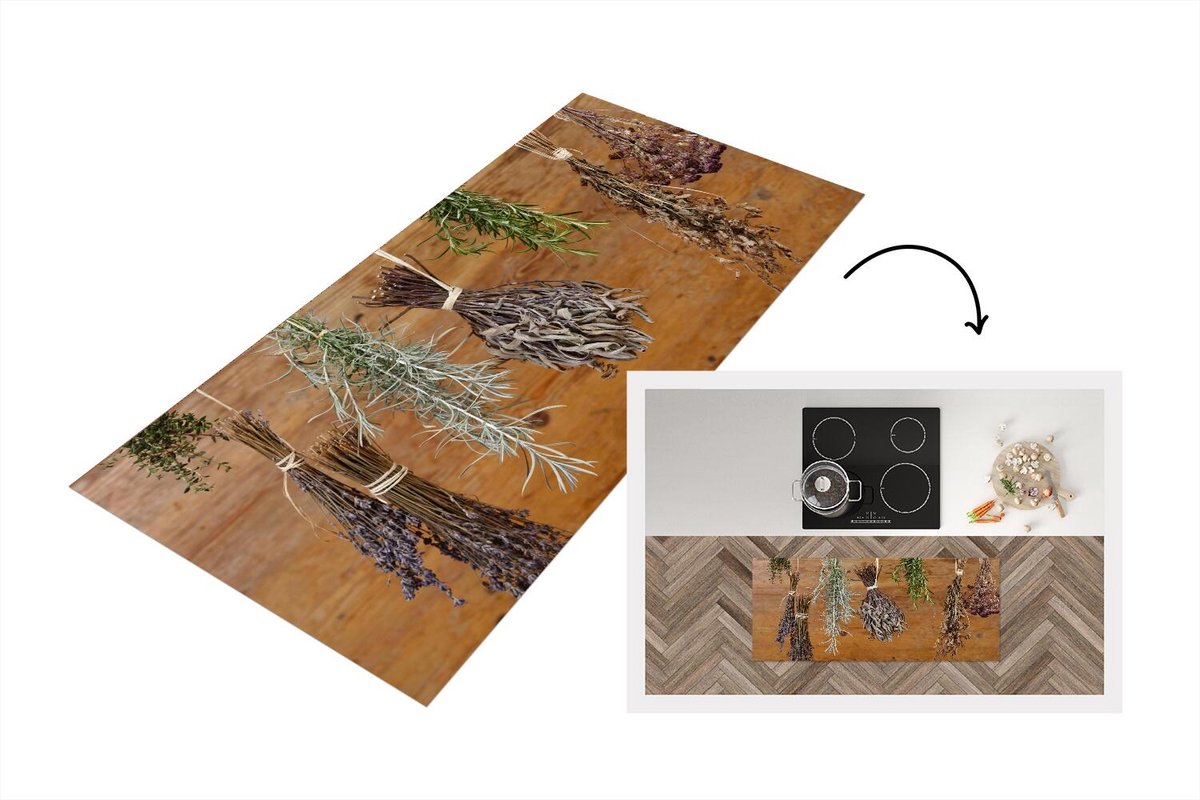 KitchenYeah Keukenloper - Loper keuken - Gedroogde kruiden - Keukenloper vinyl Multicolor