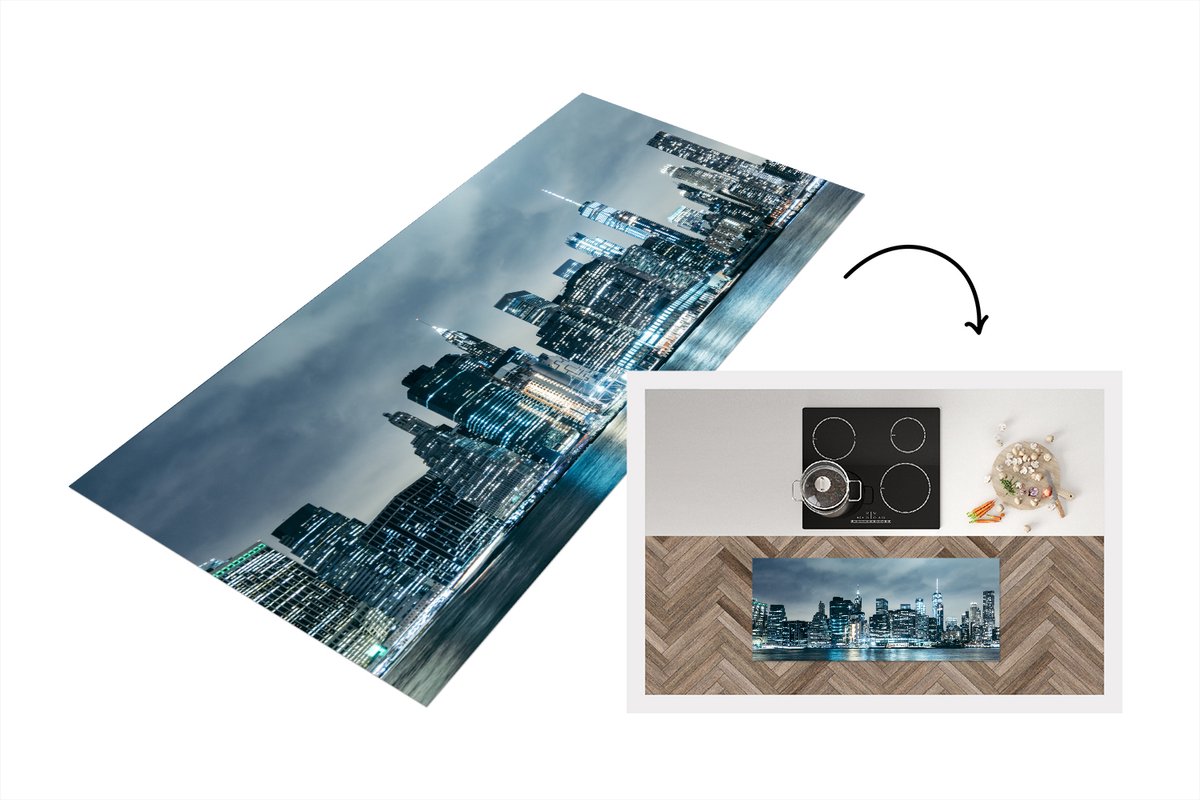 KitchenYeah Keukenloper - Loper keuken - New York - Skyline - Winter - 120x50 cm - Keukenloper vinyl Multicolor