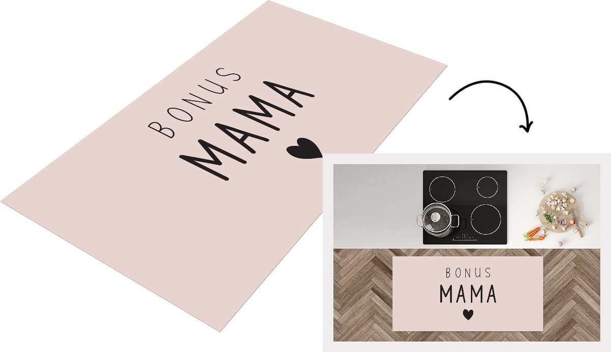 KitchenYeah Keukenloper - Loper keuken - Quotes - Spreuken - Bonus Mama - Moeder - 120x60 cm - Keukenloper vinyl Multicolor