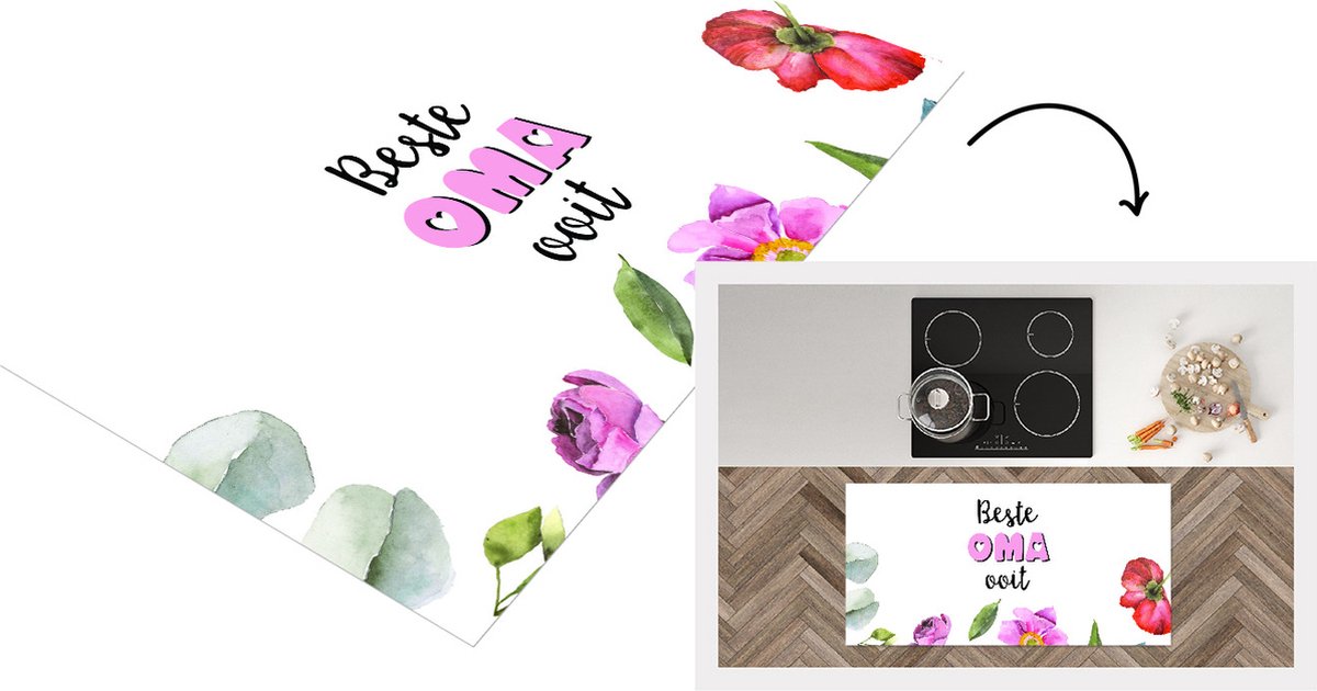 KitchenYeah Keukenloper - Loper keuken - Oma - Spreuken - Beste oma ooit - Quotes - 120x60 cm - Keukenloper vinyl Multicolor