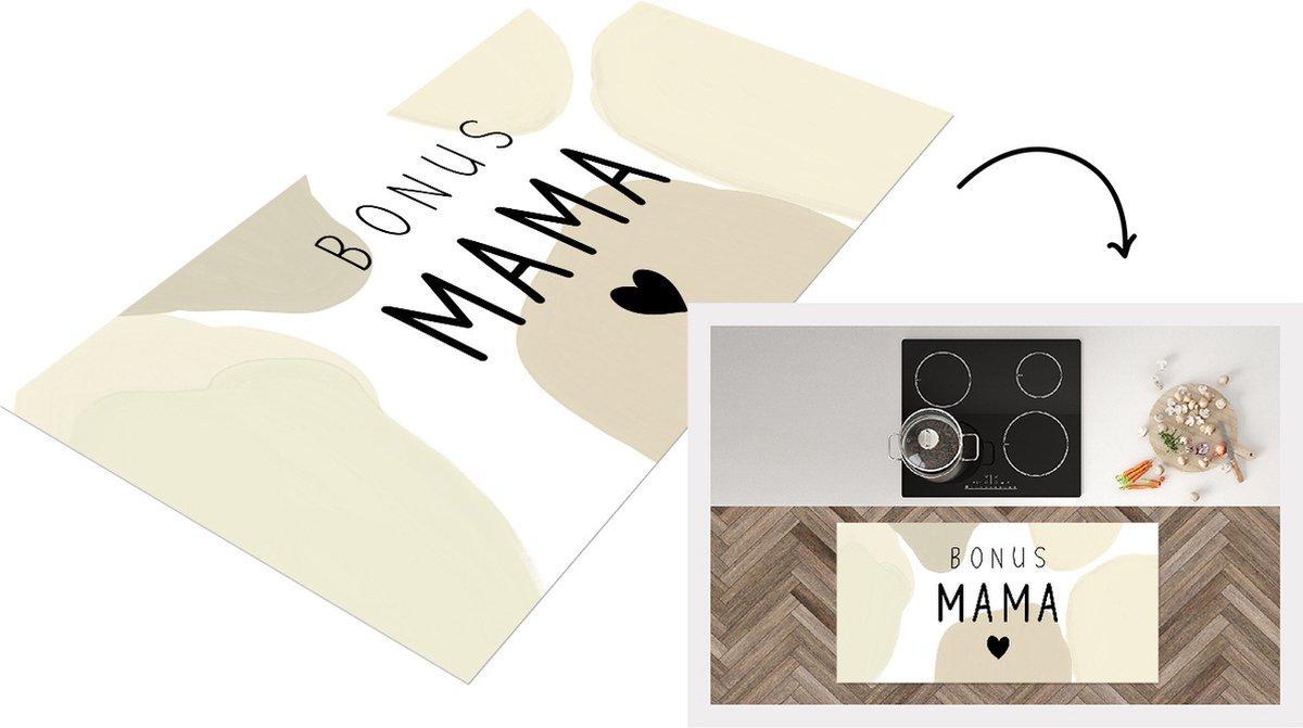 KitchenYeah Keukenloper - Loper keuken - Spreuken - Mama - Bonus mama - Quotes - 120x60 cm - Keukenloper vinyl Multicolor