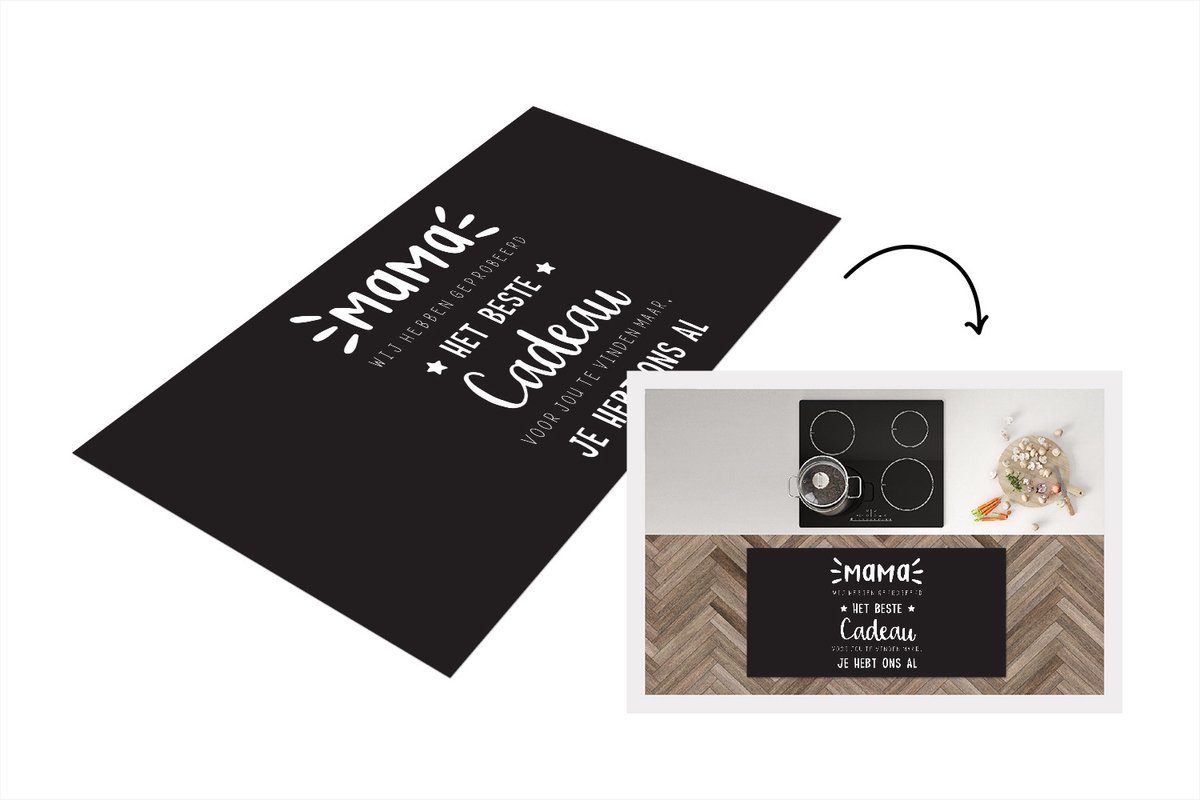 KitchenYeah Keukenloper - Loper keuken - Spreuken - Quotes Mama Je Hebt Ons Al - Moederdag cadeau voor mama - 120x60 cm - Keukenloper vinyl Multicolor