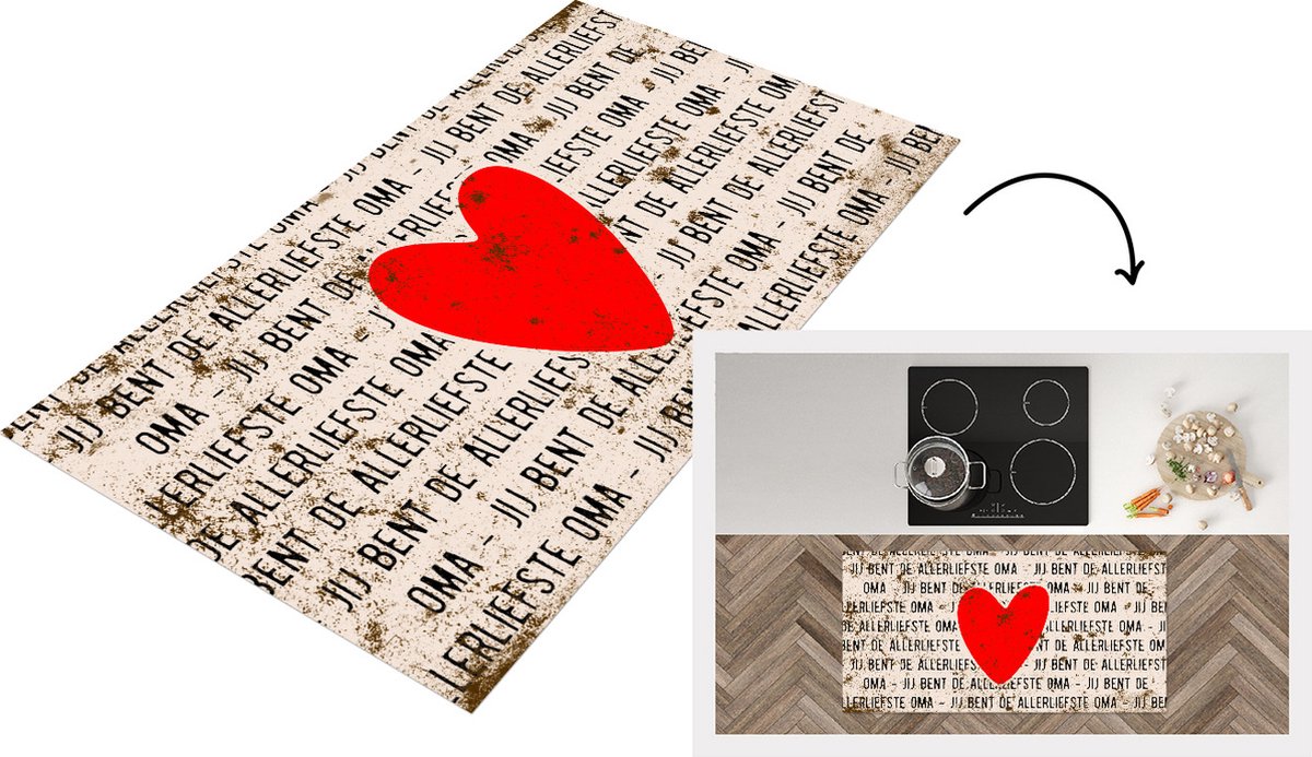 KitchenYeah Keukenloper - Loper keuken - Quotes - Jij bent de allerliefste oma - Spreuken - Oma - 120x60 cm - Keukenloper vinyl Multicolor