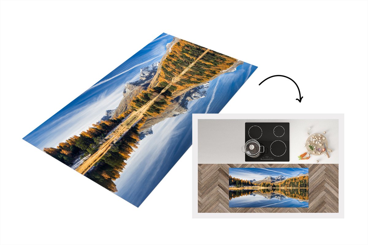 KitchenYeah Keukenloper - Loper keuken - Alpen - Bergen - Bos - 120x60 cm - Keukenloper vinyl Multicolor