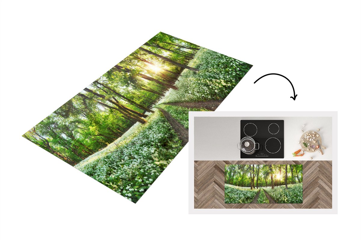 KitchenYeah Keukenloper - Loper keuken - Bos - Bloemen - Lente - 120x60 cm - Keukenloper vinyl Multicolor
