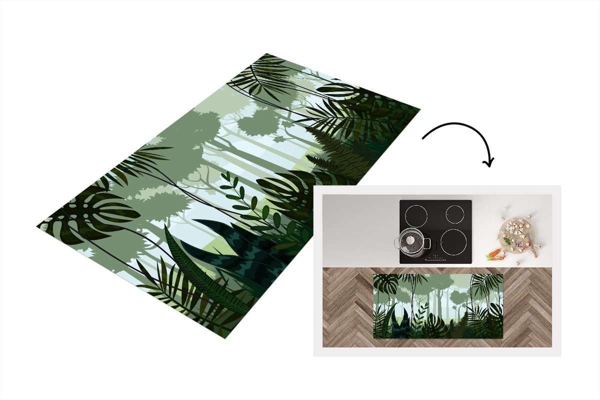 KitchenYeah Keukenloper - Loper keuken - Jungle - Planten - Tropisch - 120x60 cm - Keukenloper vinyl Multicolor