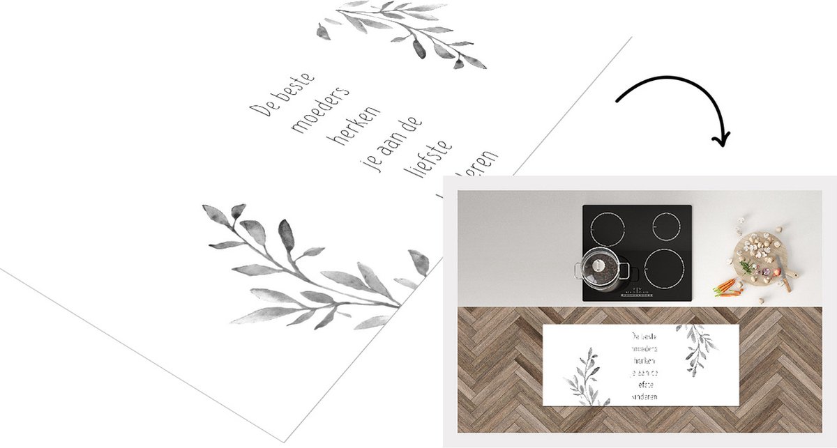 KitchenYeah Keukenloper - Loper keuken - Spreuken - Quotes De Beste Moeders Hebben De Liefste Kinderen - Moederdag - Mama cadeau - zwart wit - 120x50 cm - Keukenloper vinyl Zwart; Wit