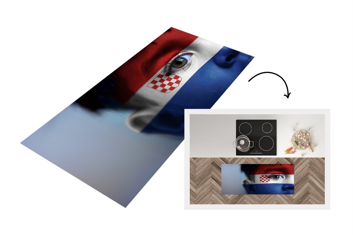 KitchenYeah Keukenloper - Loper keuken - Vlag van Kroatië - 120x50 cm - Keukenloper vinyl Multicolor