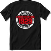 1929 Limited Edition | Feest Kado T-Shirt Heren - Dames | Wit - Rood | Perfect Verjaardag Cadeau Shirt | Grappige Spreuken - Zinnen - Teksten | Maat XXL