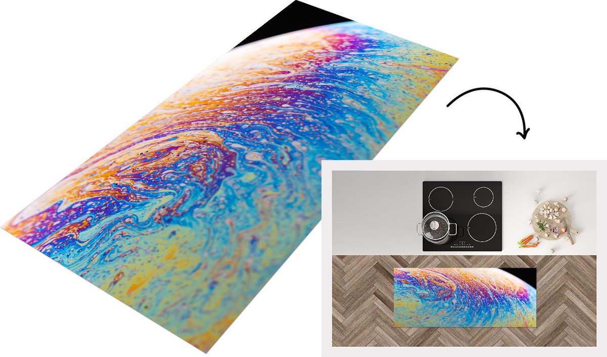 KitchenYeah Keukenloper - Loper keuken - Bel met kleuren van een regenboog - Keukenloper vinyl Multicolor