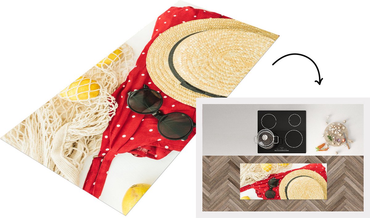KitchenYeah Keukenloper - Loper keuken - Zomer - Citroen - Hoed - Keukenloper vinyl Multicolor