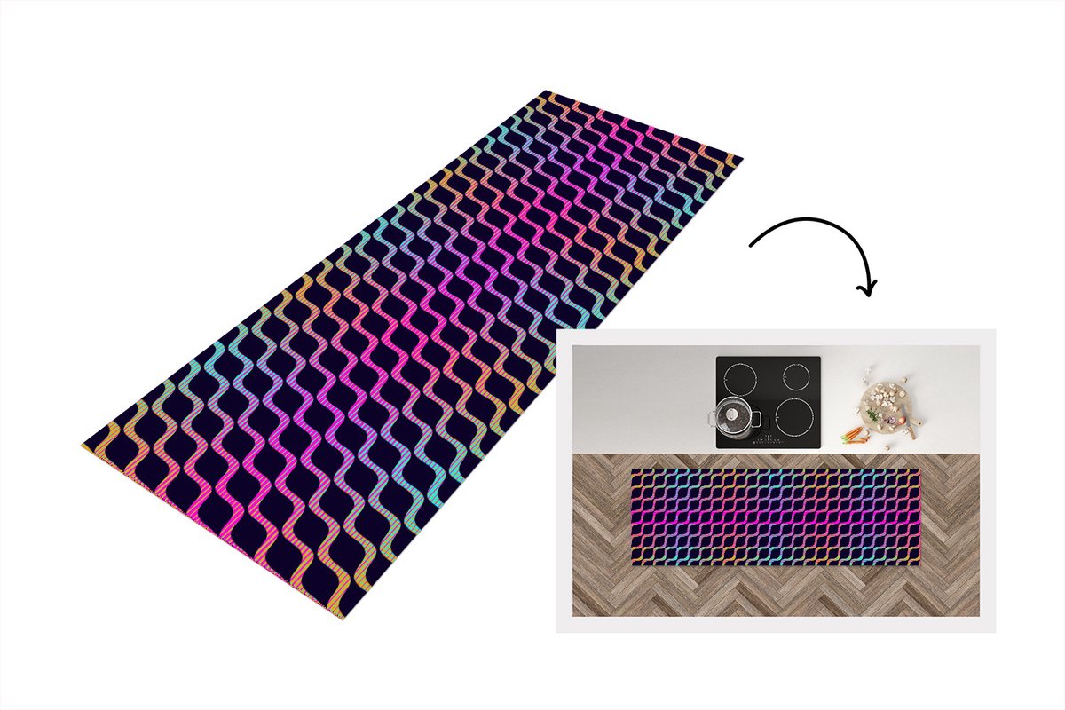 KitchenYeah Keukenloper - Loper keuken - Design - Abstract - Neon - Keukenloper vinyl multicolor, foto 5