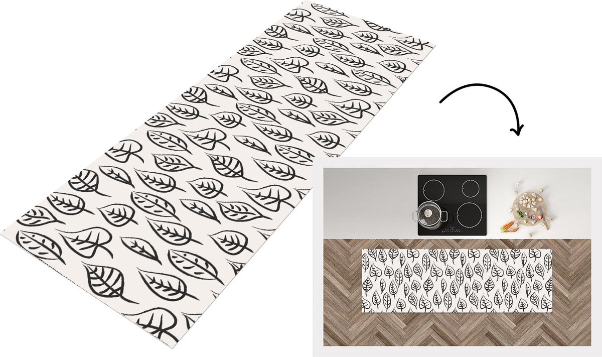 KitchenYeah Keukenloper - Loper keuken - Patronen - Bladeren - Design - 150x50 cm - Keukenloper vinyl Multicolor