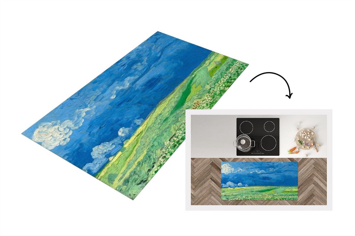 KitchenYeah Keukenloper - Loper keuken - Korenveld onder onweerslucht - Vincent van Gogh - Keukenloper vinyl multicolor, foto 2