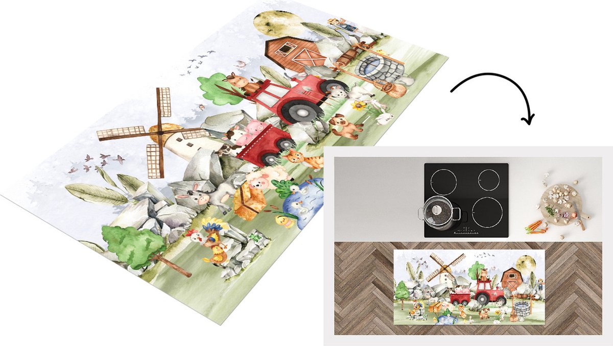 KitchenYeah Keukenloper - Loper keuken - Boerderij - Kinderen - Boerderijdieren - Keukenloper vinyl multicolor, foto 2