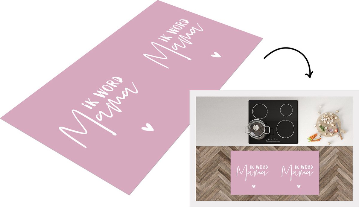 KitchenYeah Keukenloper - Loper keuken - Ik word mama - Spreuken - Mama - Quotes - 120x60 cm - Keukenloper vinyl Multicolor