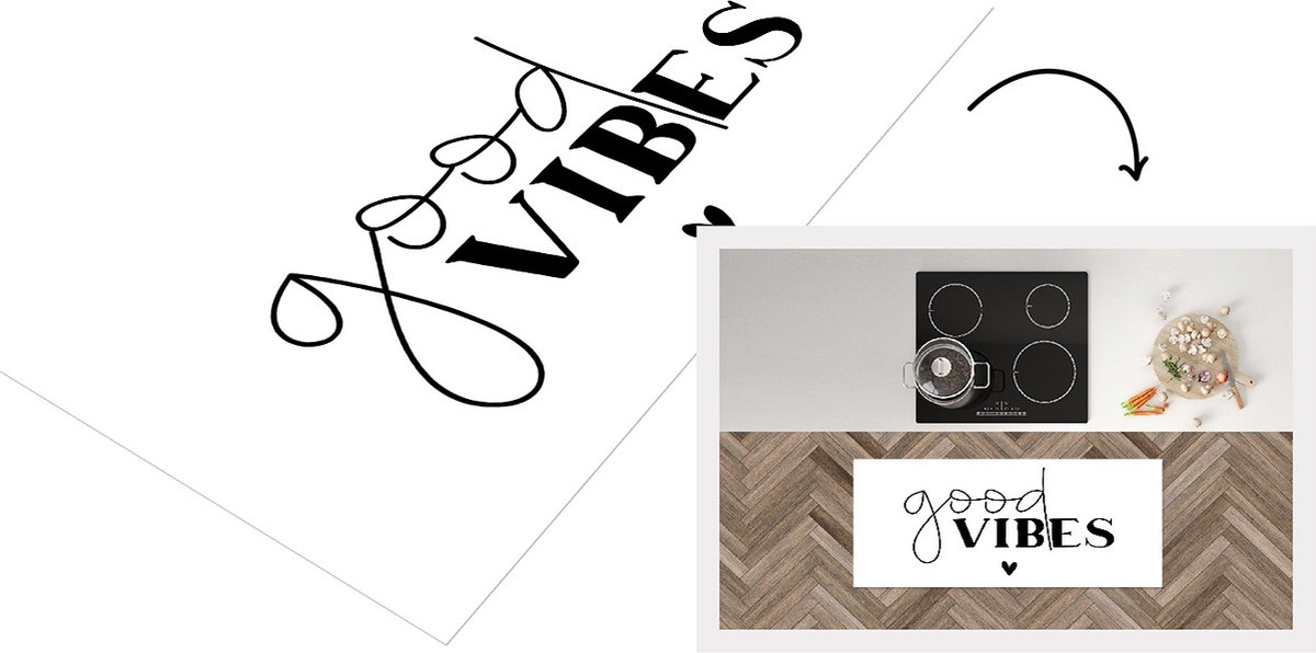 KitchenYeah Keukenloper - Loper keuken - Spreuken - Good vibes - Quotes - 120x50 cm - Keukenloper vinyl Multicolor