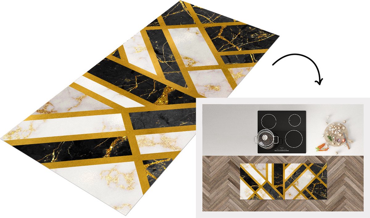 KitchenYeah Keukenloper - Loper keuken - Marmer - Luxe - Design - 120x50 cm - Keukenloper vinyl Multicolor