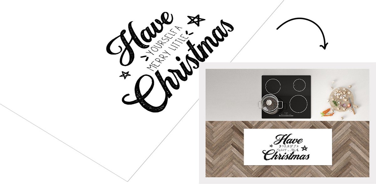 KitchenYeah Keukenloper - Loper keuken - Kerstmis - Quotes - Spreuken - Have yourself a merry little Christmas - 120x50 cm - Keukenloper vinyl Multicolor