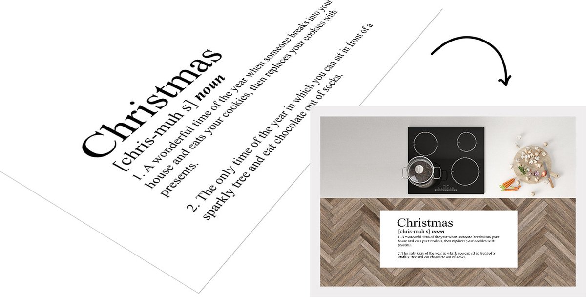 KitchenYeah Keukenloper - Loper keuken - Spreuken - Kerst - Christmas definitie - Quotes - Woordenboek - 120x50 cm - Keukenloper vinyl Multicolor