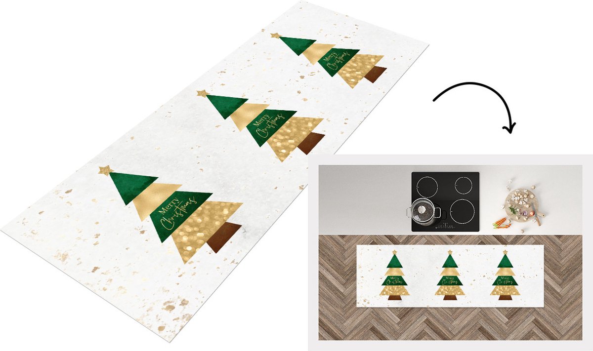 KitchenYeah Keukenloper - Loper keuken - Spreuken - Kerst - Quotes - Kerstboom - Merry Christmas - 150x50 cm - Keukenloper vinyl Multicolor