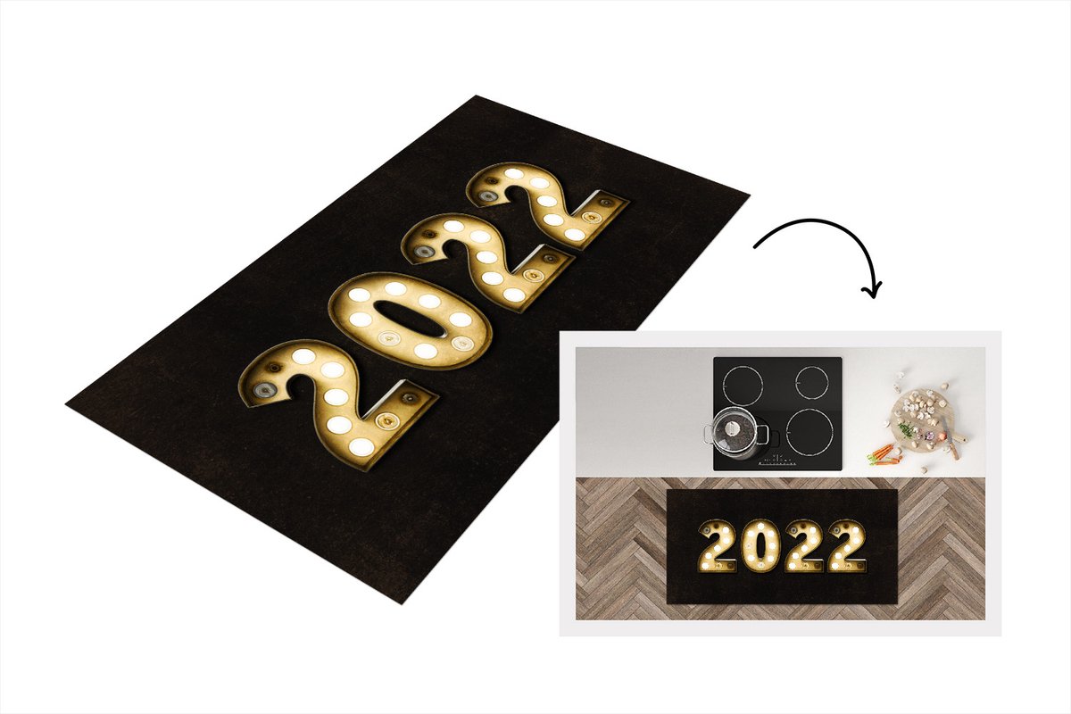 KitchenYeah Keukenloper - Loper keuken - Nieuwjaar - Oudejaarsavond - 2022 - 120x60 cm - Keukenloper vinyl Multicolor