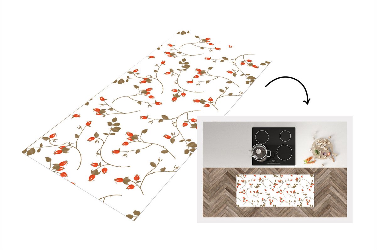 KitchenYeah Keukenloper - Loper keuken - Patronen - Planten - Romantisch - Botanisch - 120x50 cm - Keukenloper vinyl Multicolor