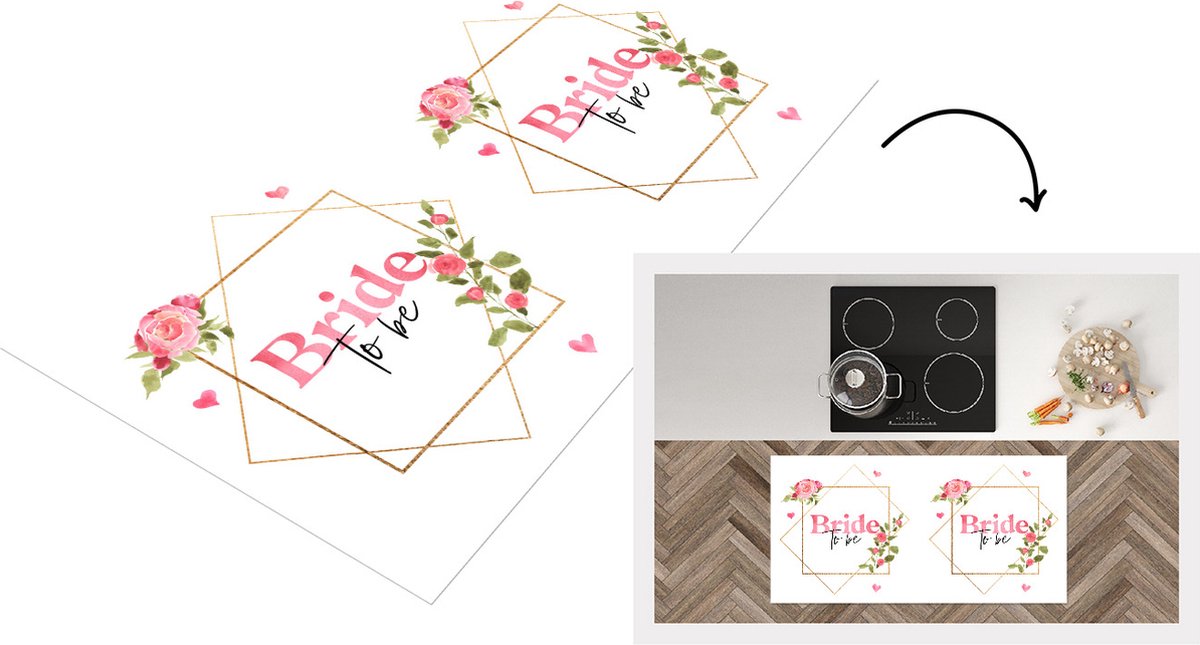 KitchenYeah Keukenloper - Loper keuken - Bruid - Spreuken - 'Bride to be' - Quotes - 120x60 cm - Keukenloper vinyl Multicolor