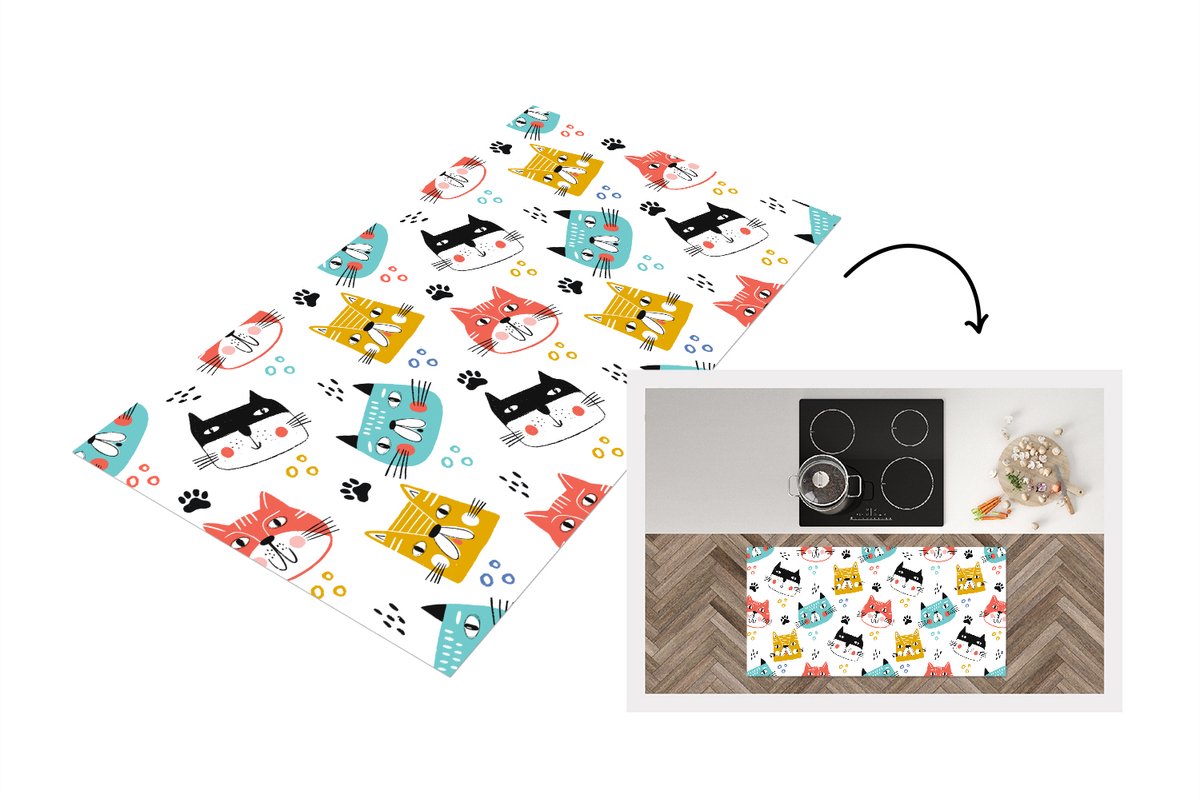 KitchenYeah Keukenloper - Loper keuken - Jongens - Patronen - Katten - Keukenloper vinyl multicolor, foto 5