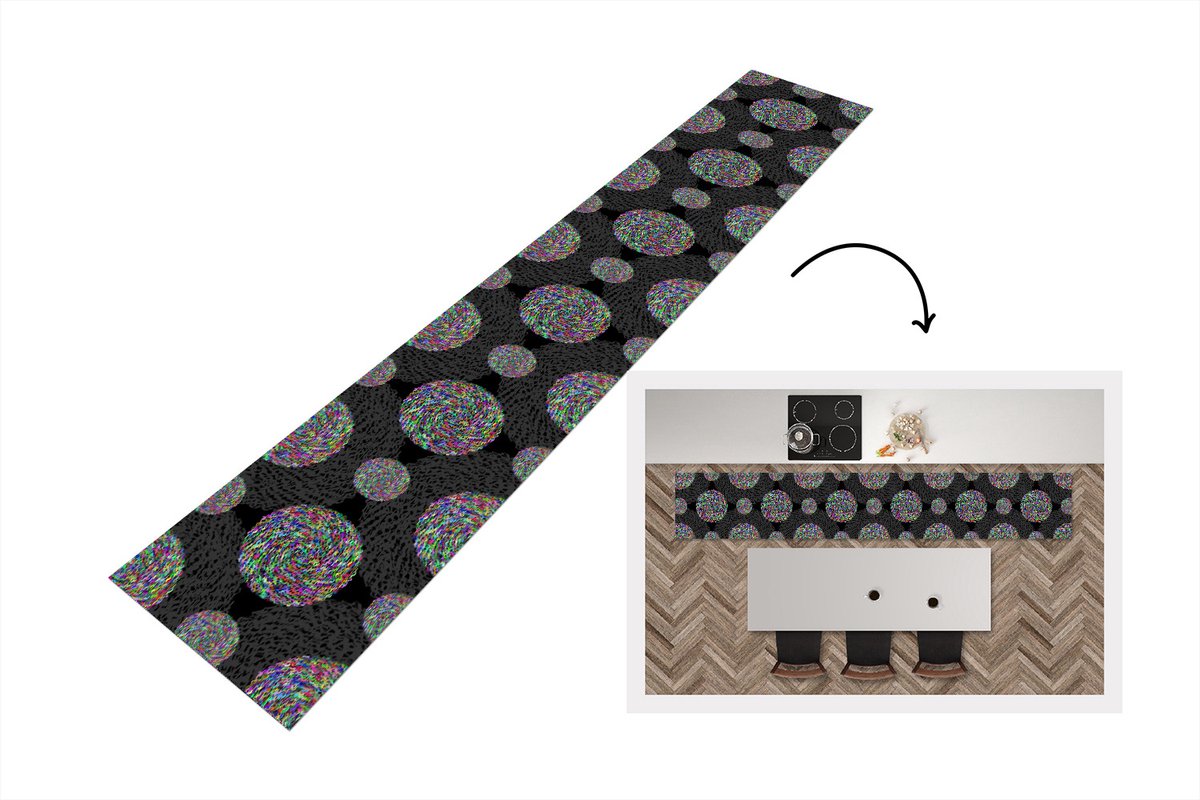 KitchenYeah Keukenloper - Loper keuken - Regenboog - Design - Cirkel - Patronen - 300x50 cm - Keukenloper vinyl Multicolor