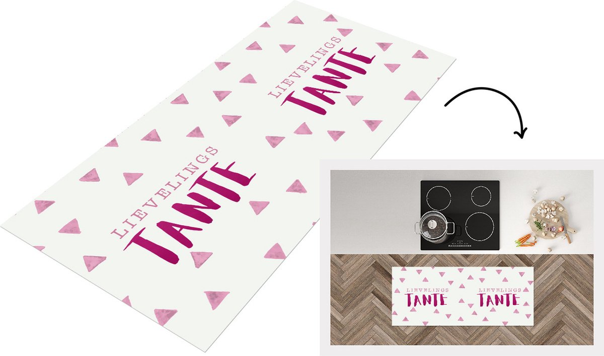 KitchenYeah Keukenloper - Loper keuken - Quotes - 'Lievelingstante' - Spreuken - 120x50 cm - Keukenloper vinyl Multicolor