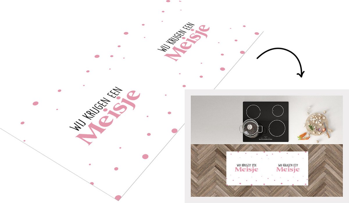 KitchenYeah Keukenloper - Loper keuken - Wij krijgen een meisje - Tekst - Babyshower - Zwanger - Quote - Gender reveal - 120x50 cm - Keukenloper vinyl Multicolor