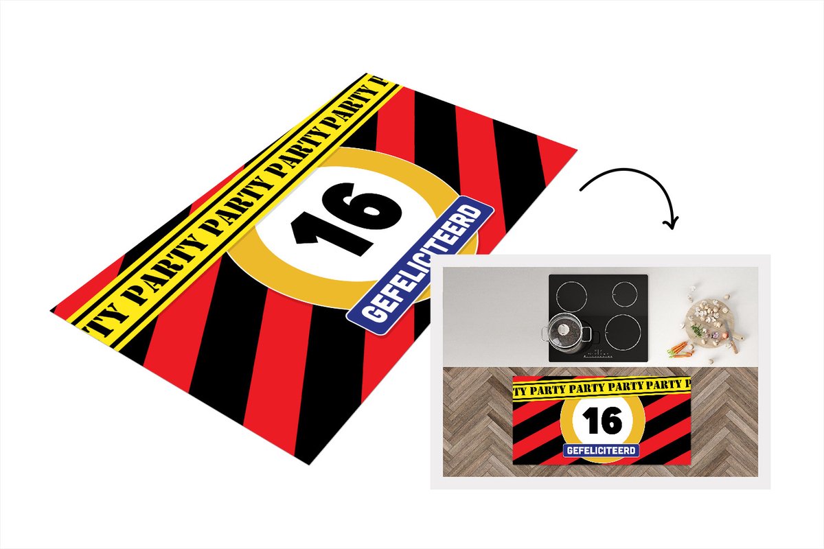 KitchenYeah Keukenloper - Loper keuken - Jubileum - Sweet 16 - Feest - 120x60 cm - Keukenloper vinyl Multicolor