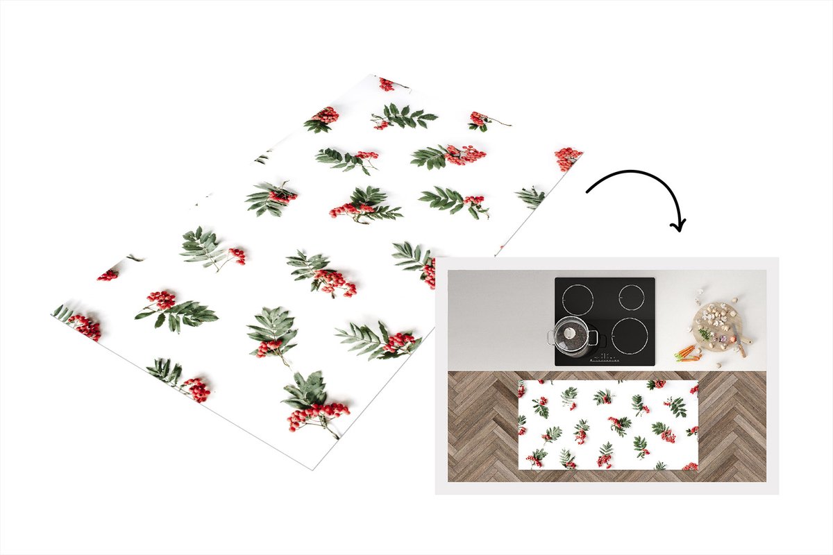 KitchenYeah Keukenloper - Loper keuken - Winter - Mistletoe - Wit - 120x60 cm - Keukenloper vinyl Multicolor