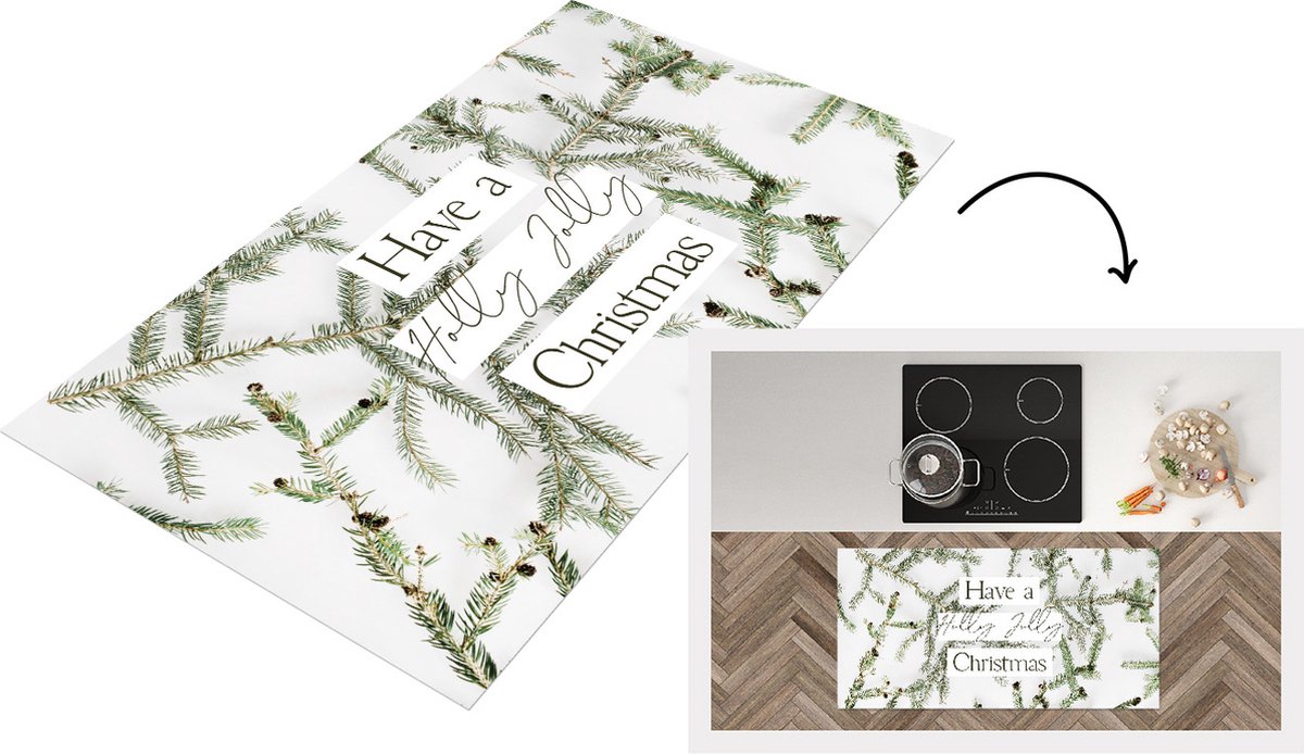 KitchenYeah Keukenloper - Loper keuken - Winter - Kersttakken - Quote - 120x60 cm - Keukenloper vinyl Multicolor
