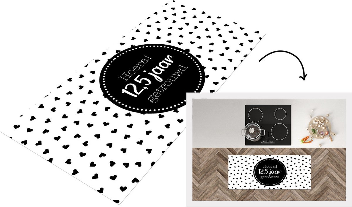 KitchenYeah Keukenloper - Loper keuken - Spreuken - Jubileum - Quotes - Hoera! 12,5 jaar getrouwd - 120x50 cm - Keukenloper vinyl Multicolor
