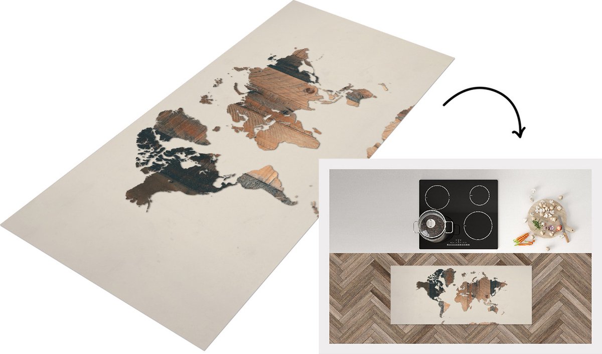 Keukenloper - Loper keuken - Wereldkaart - Boom - Design - 120x50 cm - Keukenloper vinyl
