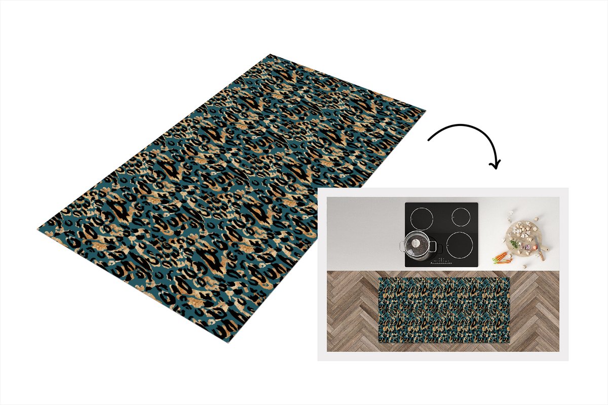 KitchenYeah Keukenloper - Loper keuken - Panter - Luxe - Patronen - 120x60 cm - Keukenloper vinyl Multicolor