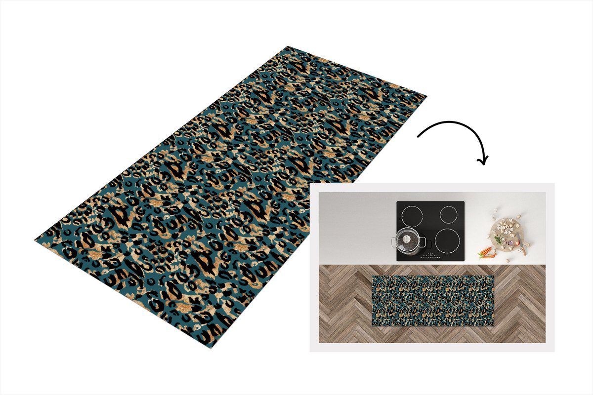 KitchenYeah Keukenloper - Loper keuken - Panter - Luxe - Patronen - 120x50 cm - Keukenloper vinyl Multicolor