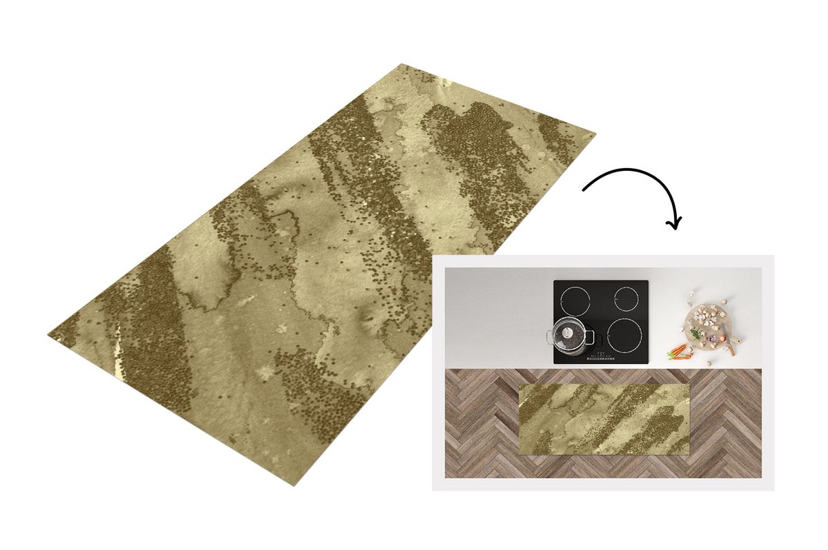KitchenYeah Keukenloper - Loper keuken - Gold - Glitter - Structuur - 120x50 cm - Keukenloper vinyl Multicolor