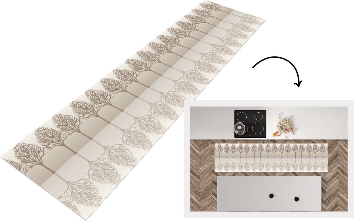 KitchenYeah Keukenloper - Loper keuken - Design - Bomen - Bos - 200x50 cm - Keukenloper vinyl Multicolor