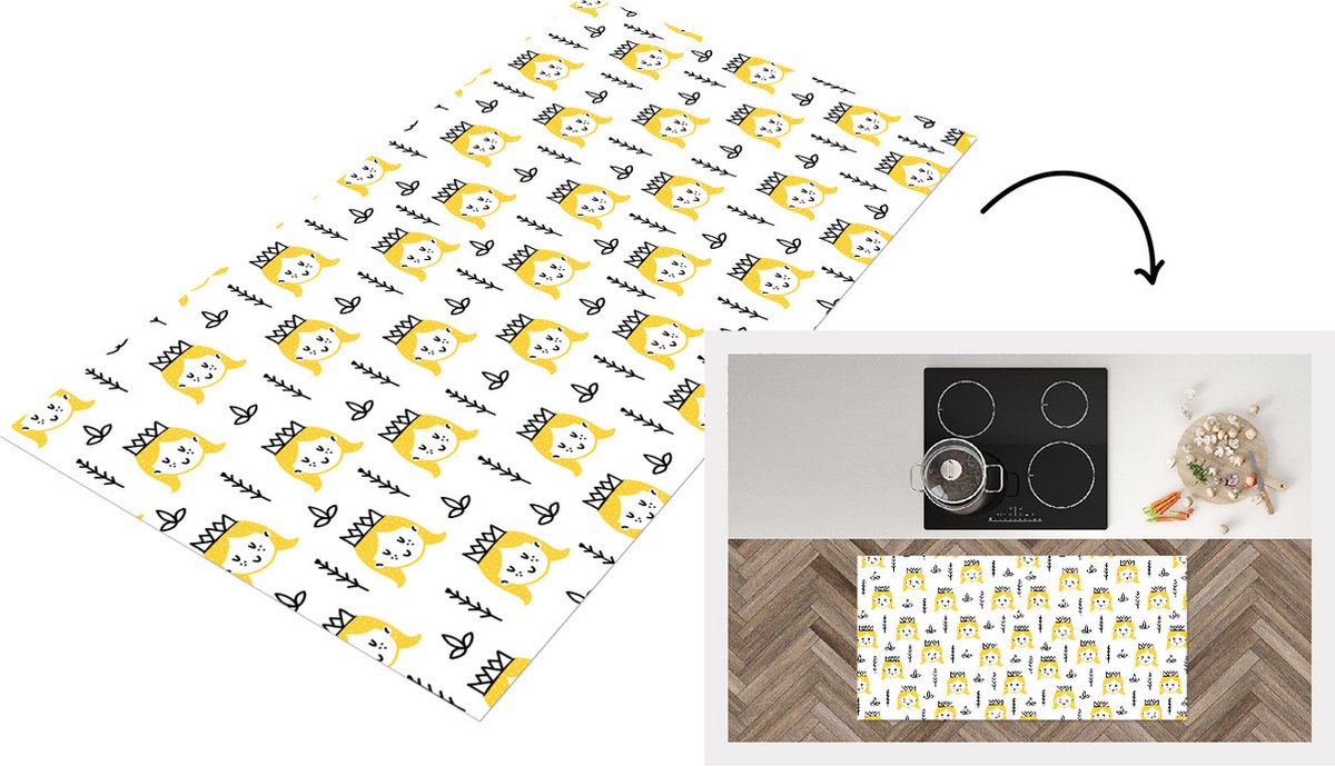 KitchenYeah Keukenloper - Loper keuken - Meisjes - Prinses - Kroon - Patronen - 120x60 cm - Keukenloper vinyl Multicolor