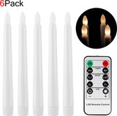 6st - Led Kaarslicht - Vlamloze Lamp - Oplaadbaar - Met Afstandsbediening - Feestdecoratie Kaarsen - Wit zonder Voet