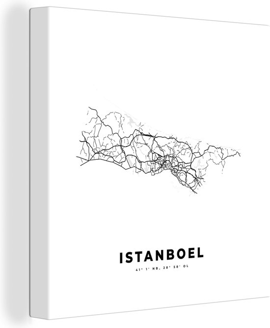 Canvas Schilderij Istanbul - Turkije - Plattegrond - 50x50 cm - Wanddecoratie
