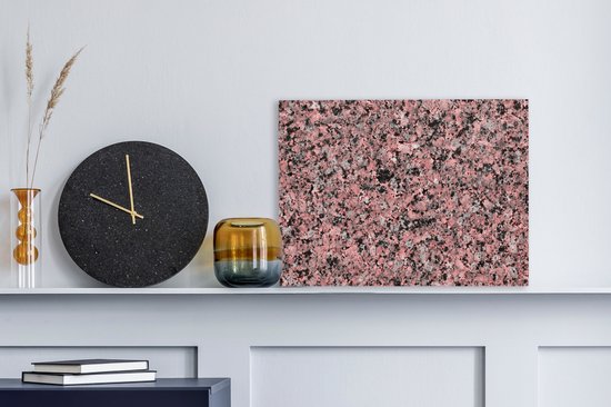 Tableau sur toile Granit - Rose - Zwart - Cristal - 40x30 cm - Décoration murale