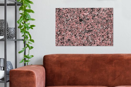 Tableau sur toile Rose - Zwart - Cristal - Granit - 60x40 cm - Décoration murale