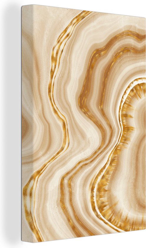 Tableau sur toile Marbre - Doré - Ligne - 80x120 cm - Décoration murale