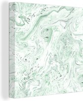 Canvas Schilderij Marmer - Groen - Patroon - 20x20 cm - Wanddecoratie